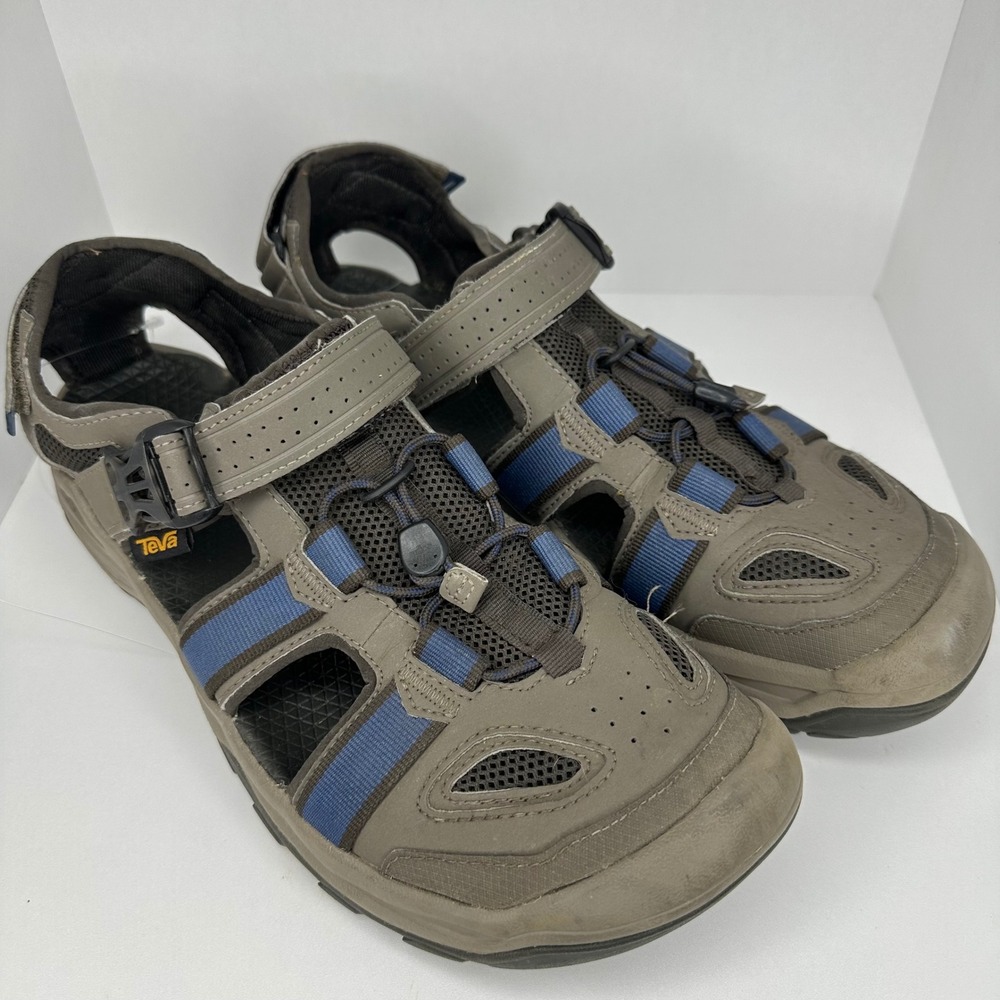 Teva Mens Closed Toe Hiking Sandals Size 10.5 Gray Blue Good Outdoor Trail